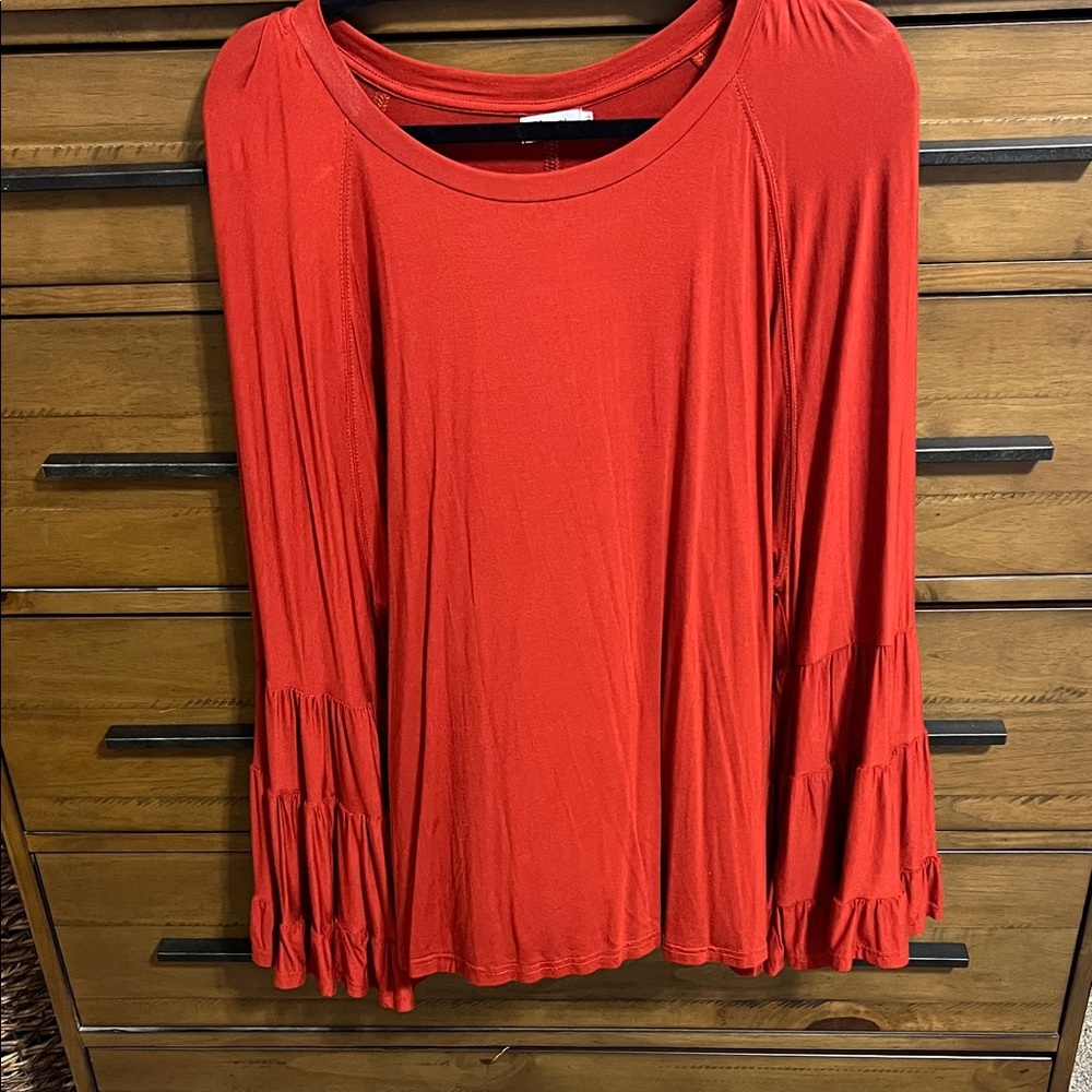 Vibrant Red Long Sleeve Women's Top